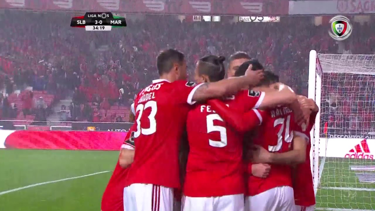 Benfica (3)-0 Mar&iacute;timo (Liga 25&ordf; J): Golo de Jonas