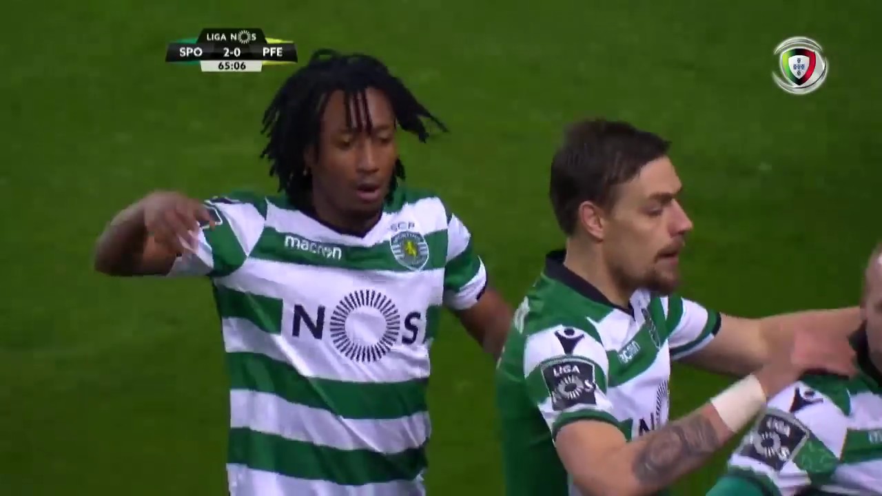 Sporting (2)-0 Pa&ccedil;os Ferreira (Liga 29&ordf;J): Golo de Bryan Ruiz