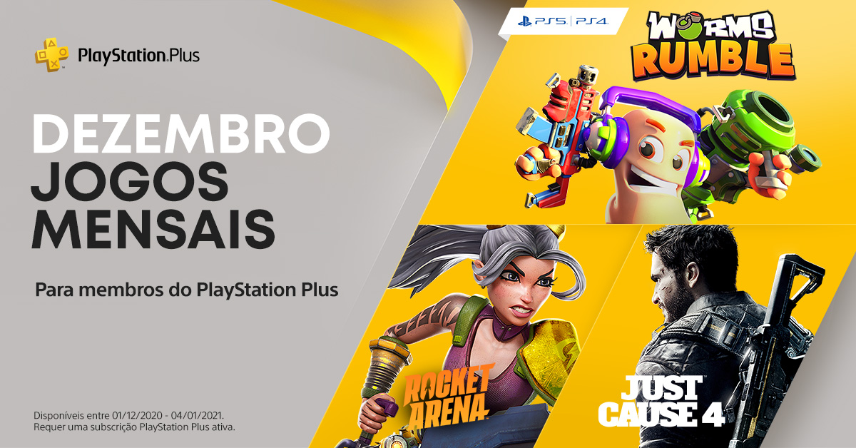 playstation plus, Just Cause 4, Rocket Arena e Worms Rumble serão ofertas do Playstation Plus