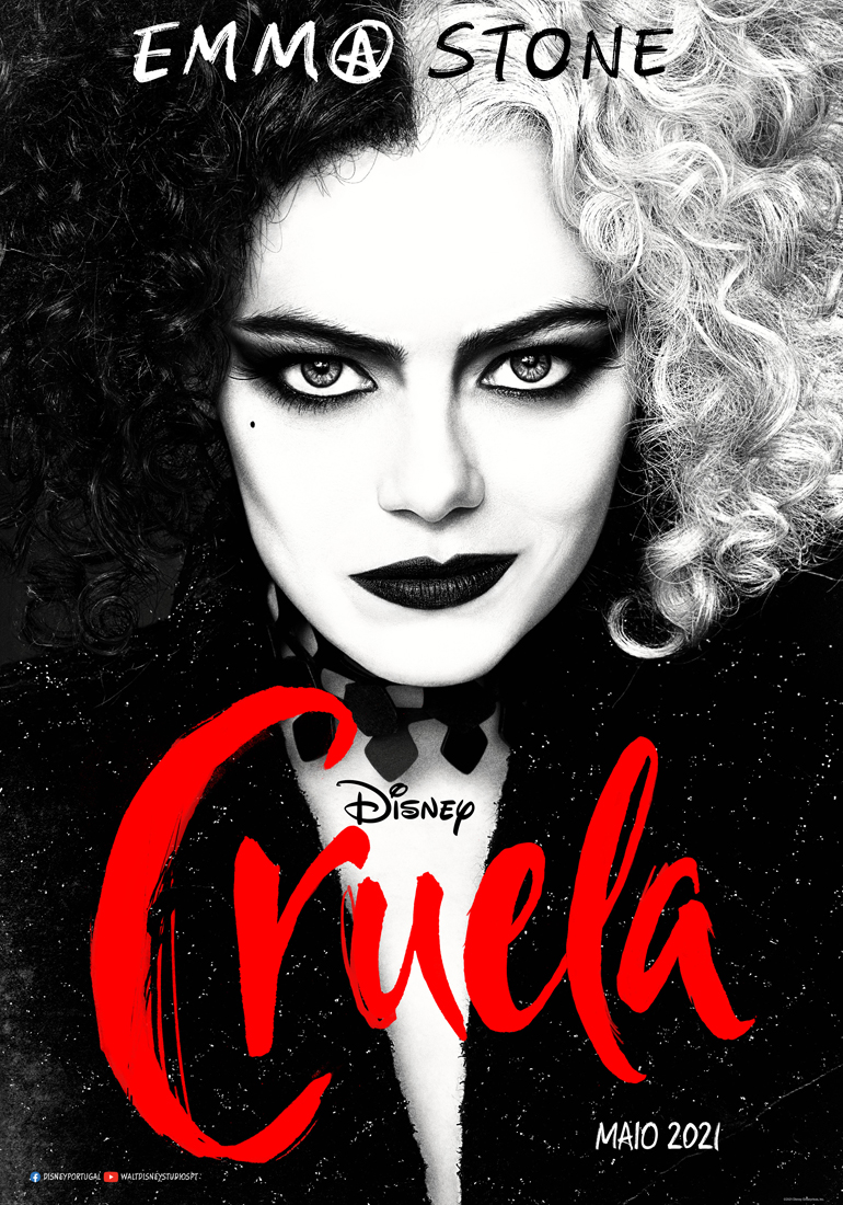 cruela, Cruela com Emma Stone já tem trailer e poster. Filme chega ao cinema em Maio