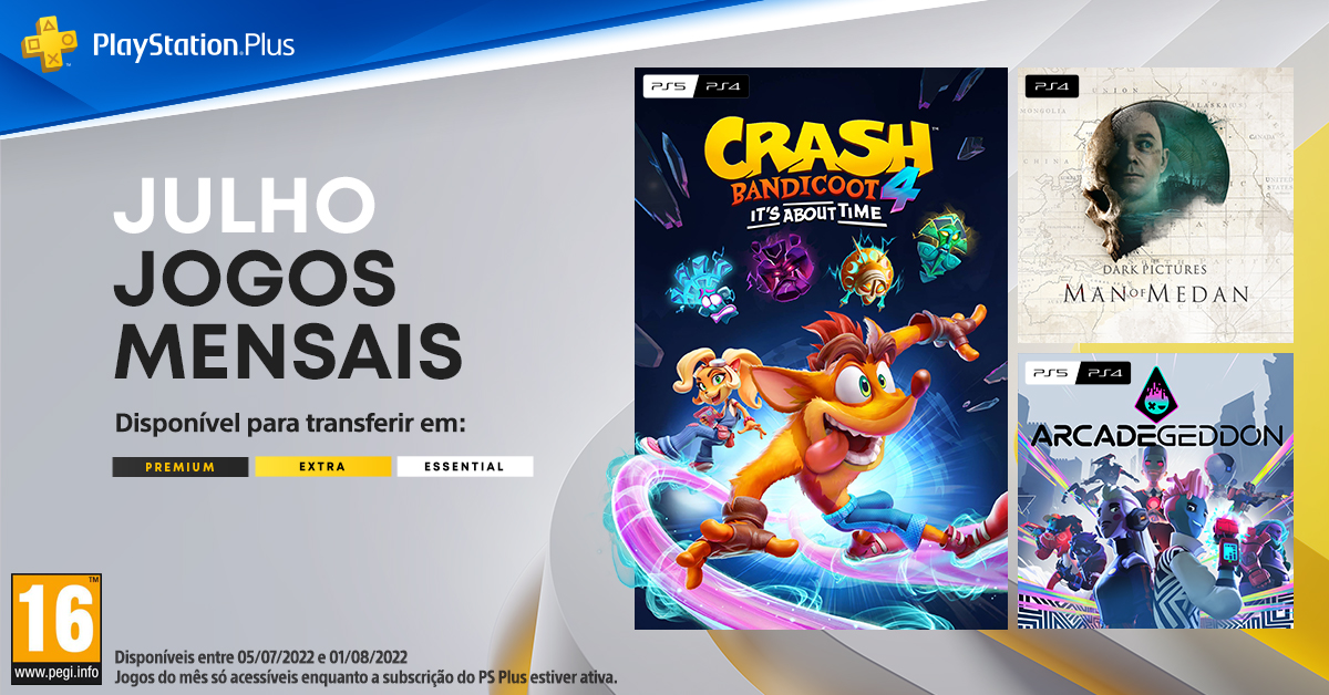 Crash Bandicoot 4: It&rsquo;s About Time e Man of Medan s&atilde;o os jogos de Julho no PlayStation Plus