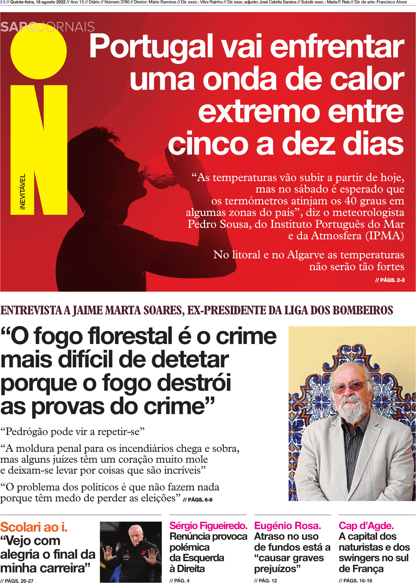 , Capa Jornal i · 18 agosto 2022