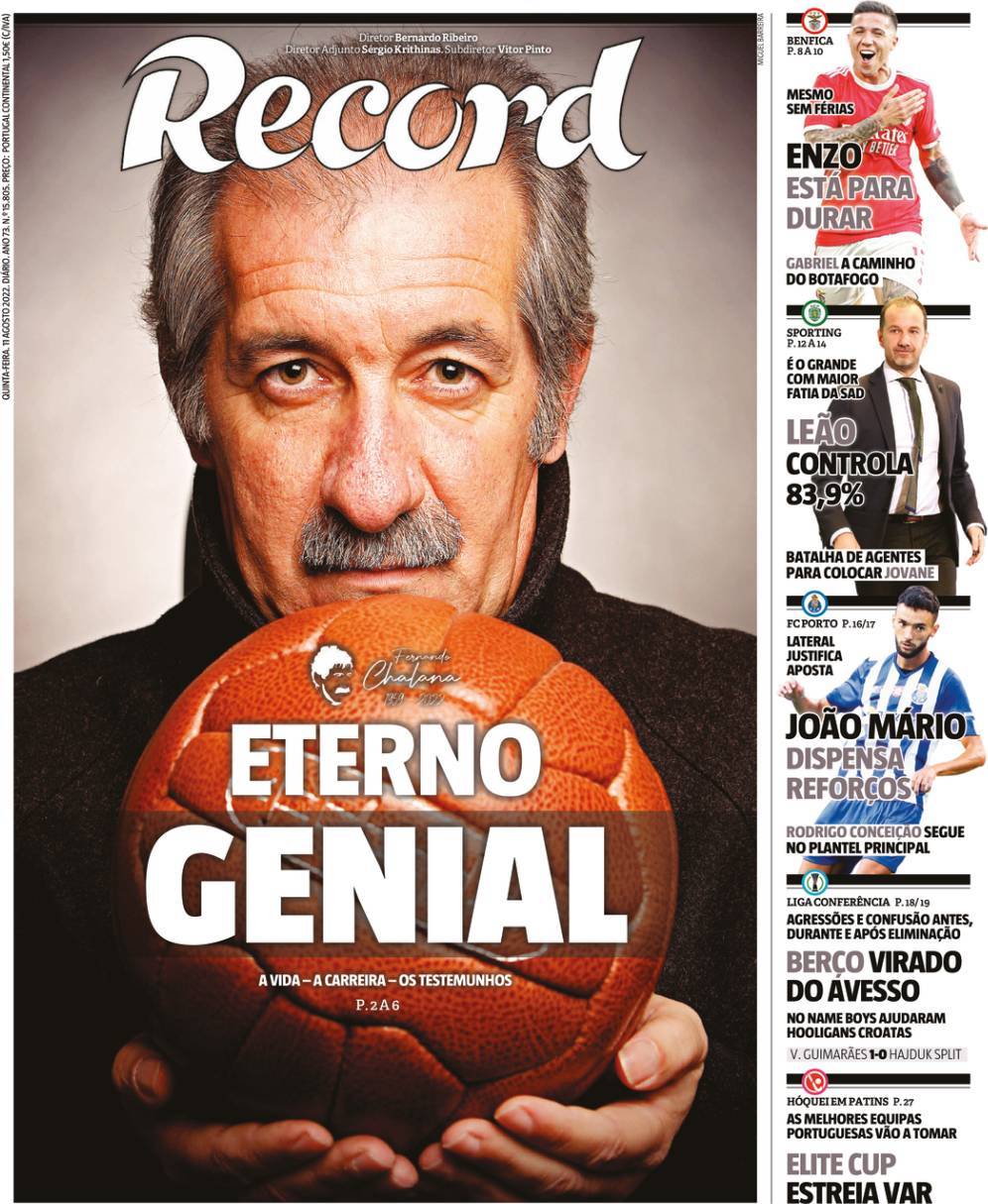 Jornal Record, Record: Edição de quinta-feira, 11 de agosto 2022