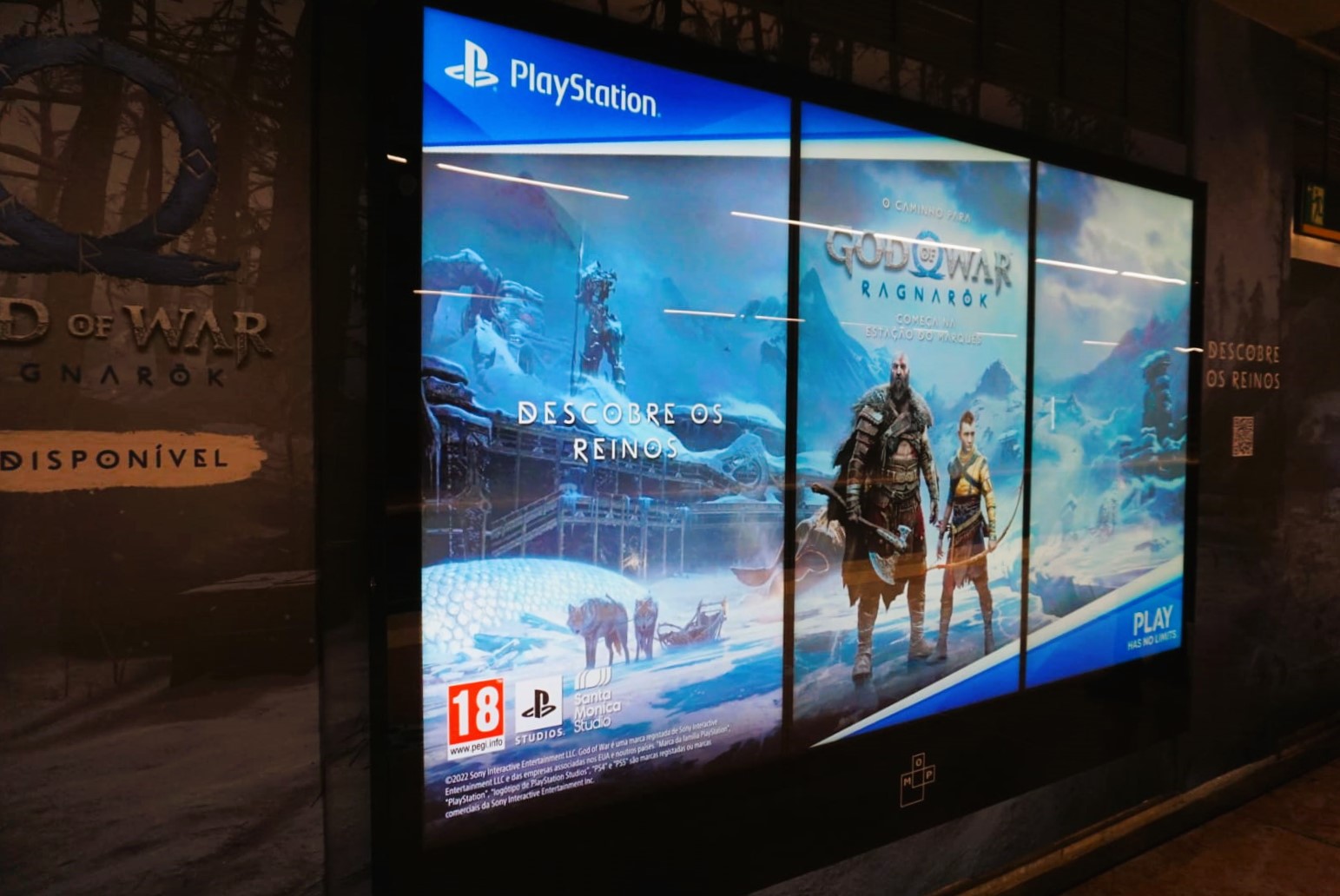 god of war, God of War Ragnarök | Quatro dos Nove Reinos representados na estação do Marquês do Pombal