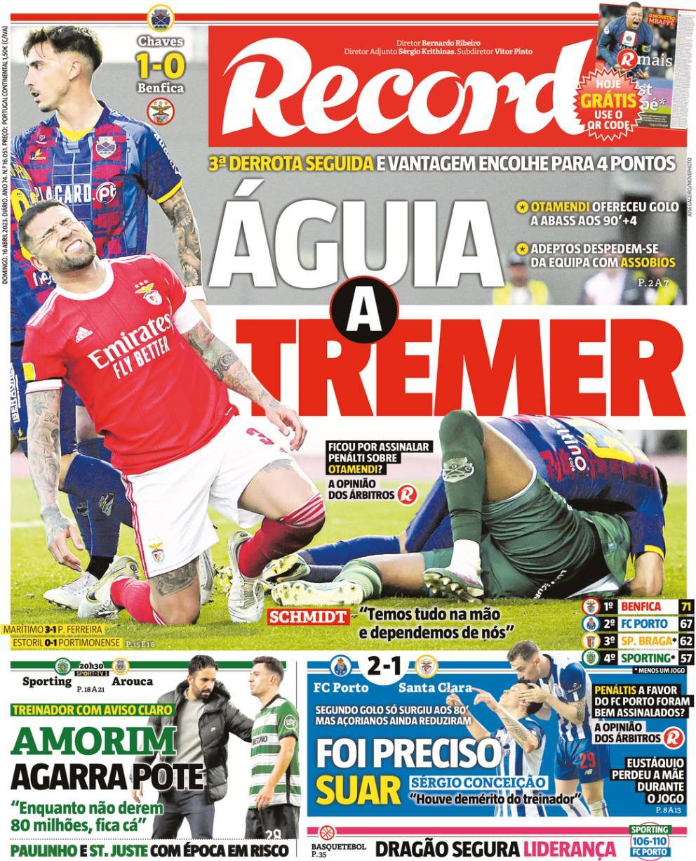 Record: Capa da Edi&ccedil;&atilde;o de domingo, 16 de abril 2023