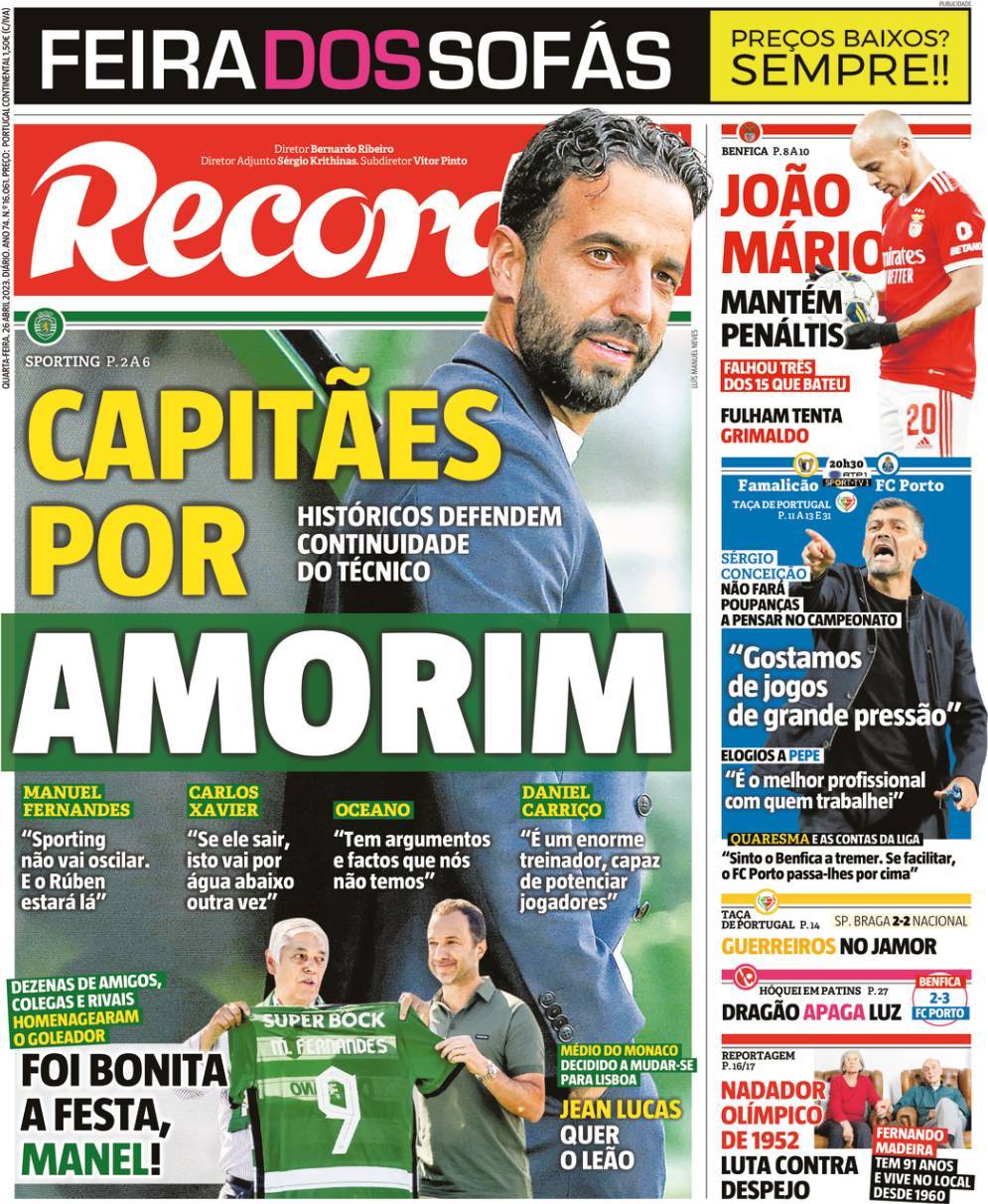 Record: Capa da Edi&ccedil;&atilde;o de quarta-feira, 26 de abril 2023