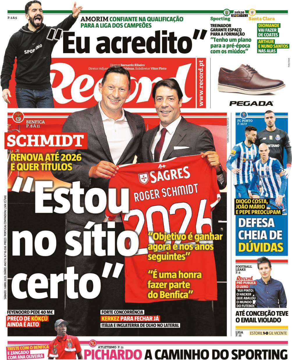Record: Capa da Edi&ccedil;&atilde;o de s&aacute;bado, 01 de abril 2023