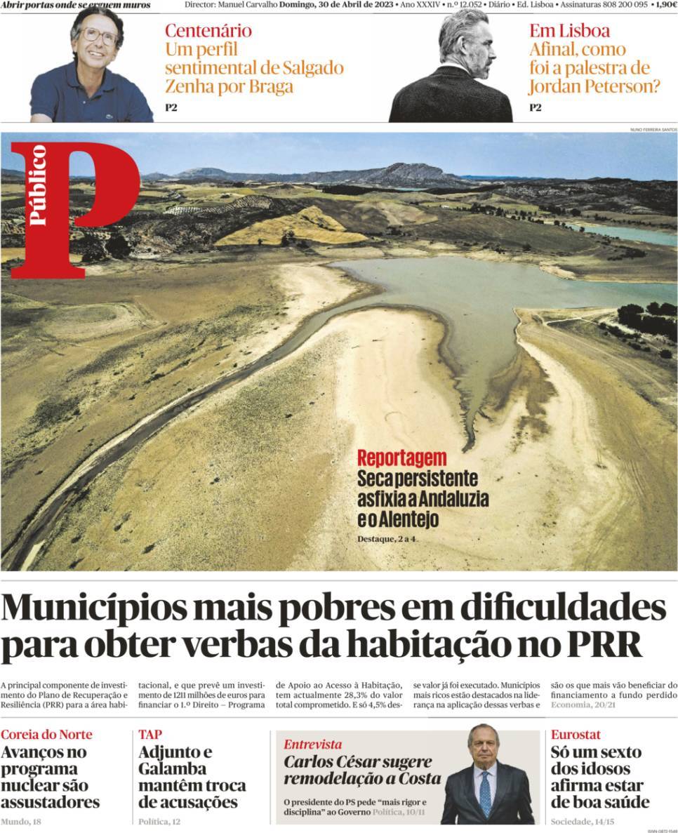 P&uacute;blico: Capa da Edi&ccedil;&atilde;o de domingo, 30 de abril 2023