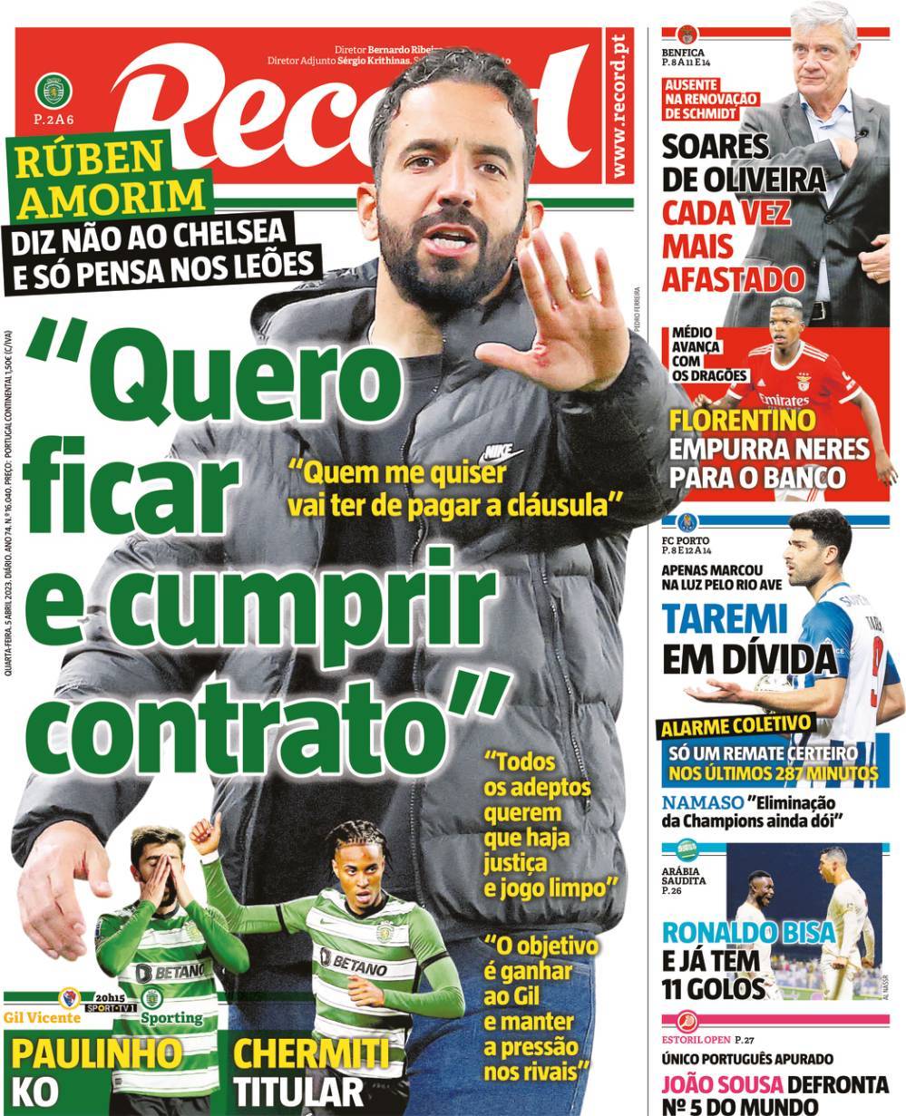 Record: Capa da Edi&ccedil;&atilde;o de quarta-feira, 05 de abril 2023