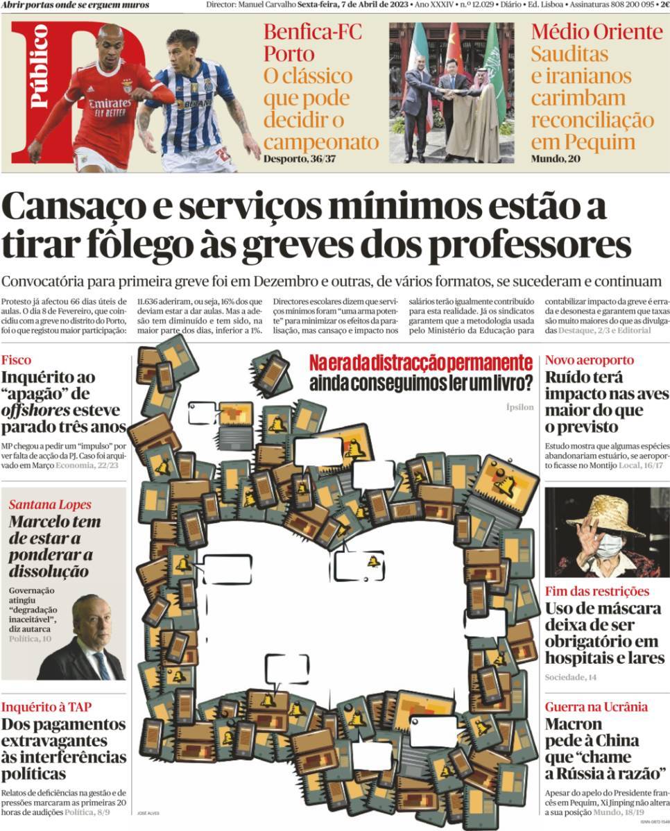 P&uacute;blico: Capa da Edi&ccedil;&atilde;o de sexta-feira, 07 de abril 2023