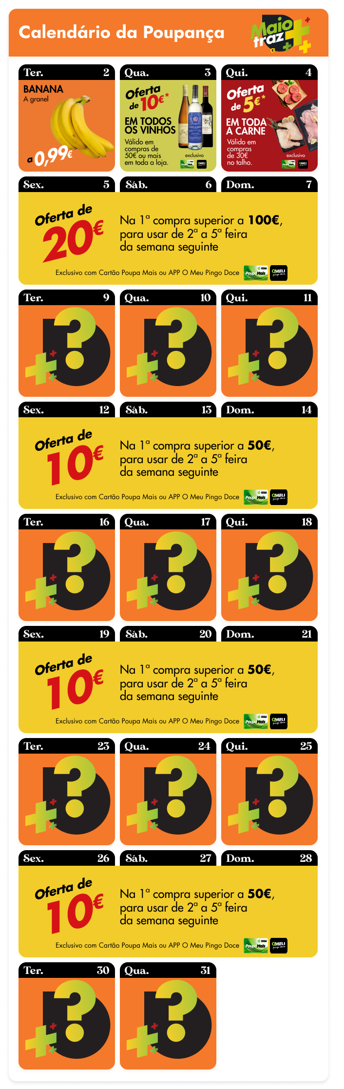 Pingo Doce oferece at&eacute; 50&euro;* em maio