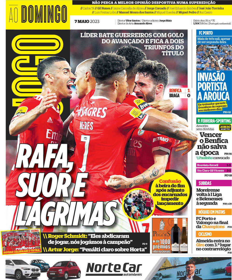 O Jogo: Capa da Edi&ccedil;&atilde;o de domingo, 07 de maio 2023