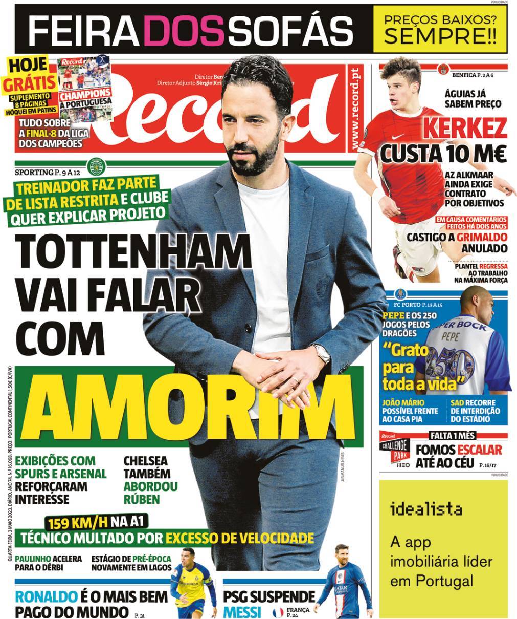 Record: Capa da Edi&ccedil;&atilde;o de quarta-feira, 03 de maio 2023