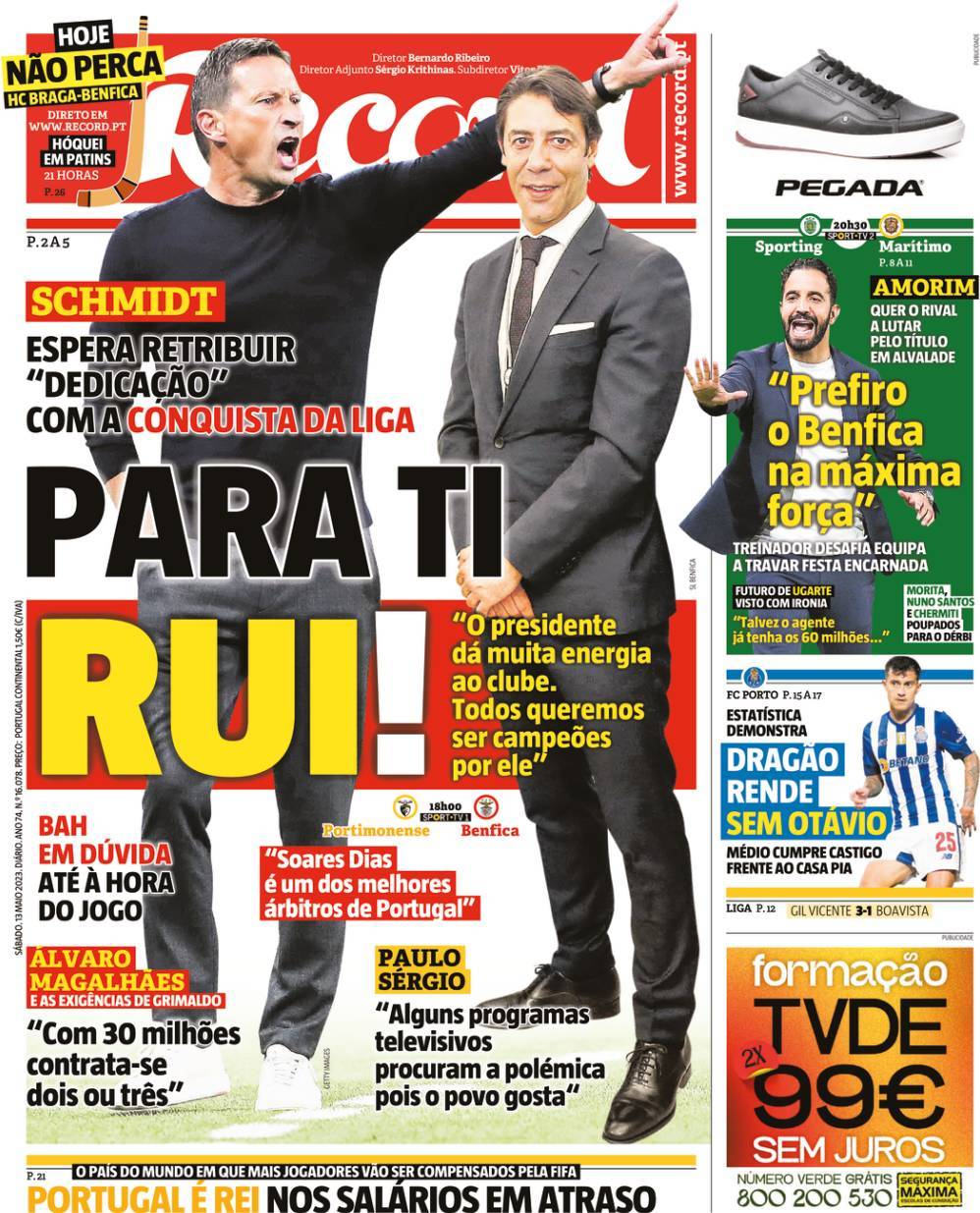 Record: Capa da Edi&ccedil;&atilde;o de s&aacute;bado, 13 de maio 2023