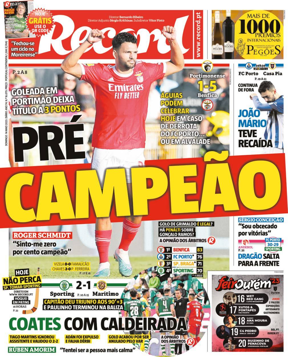 Record: Capa da Edi&ccedil;&atilde;o de domingo, 14 de maio 2023