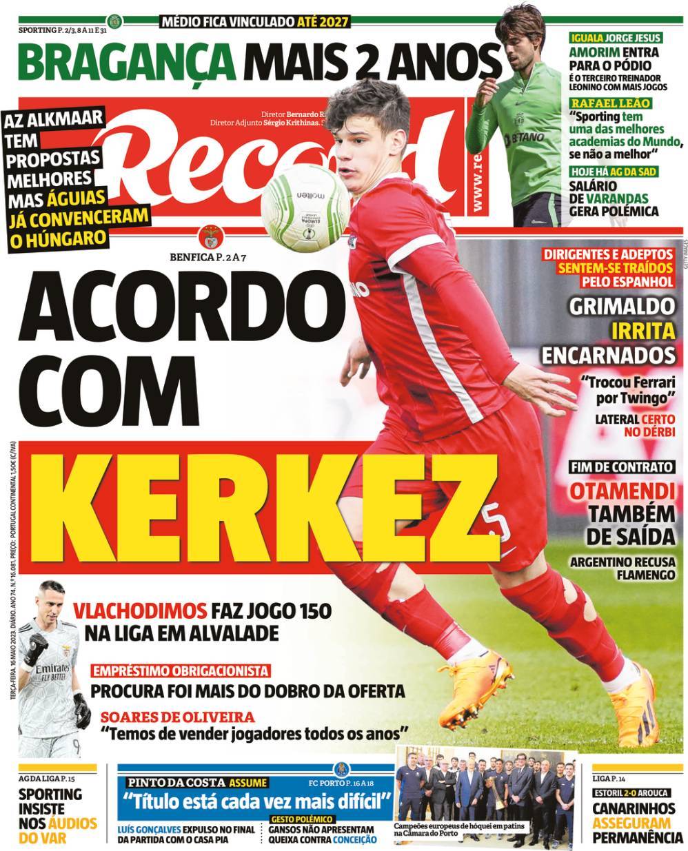 Record: Capa da Edi&ccedil;&atilde;o de ter&ccedil;a-feira, 16 de maio 2023