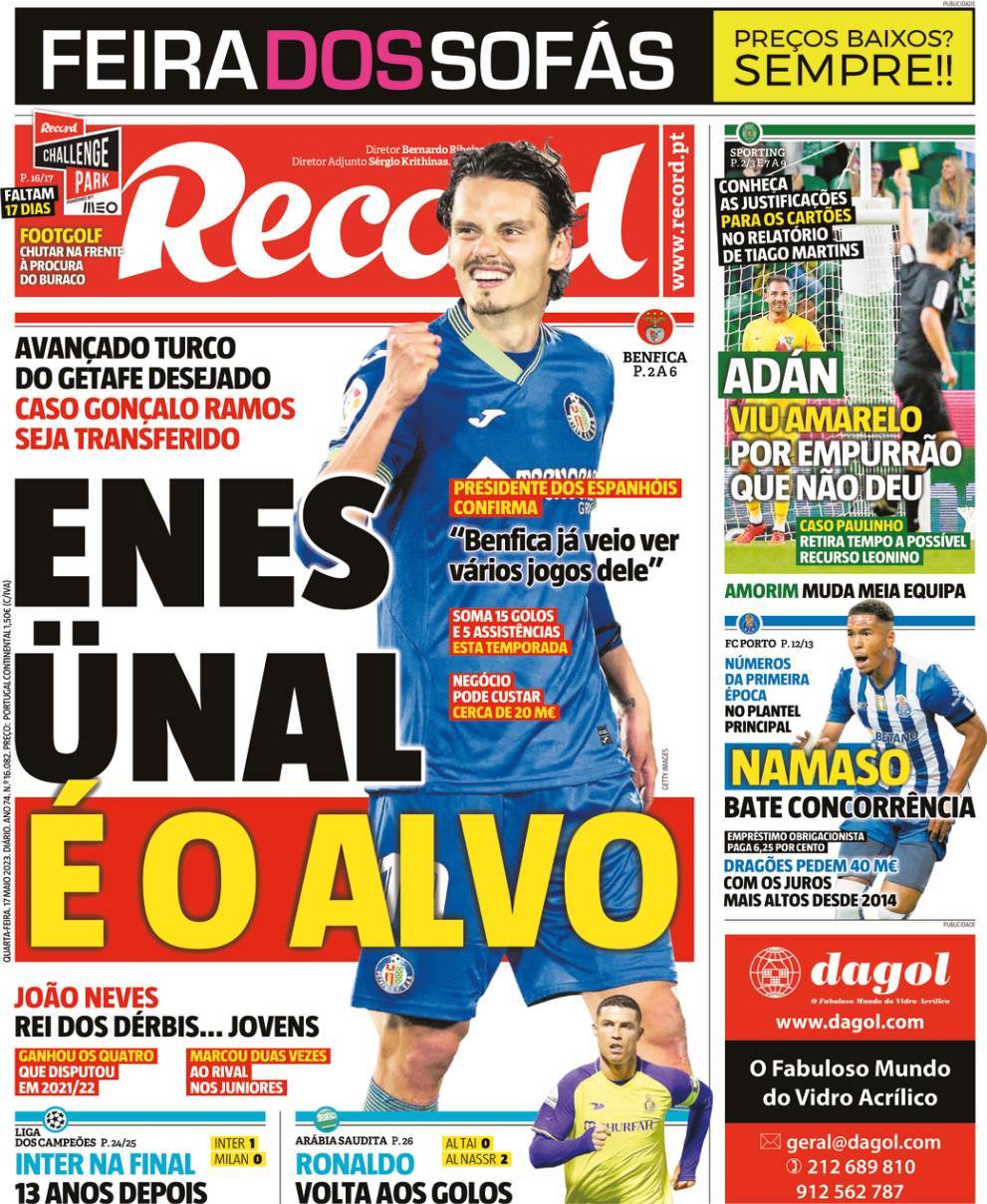 Record: Capa da Edi&ccedil;&atilde;o de quarta-feira, 17 de maio 2023