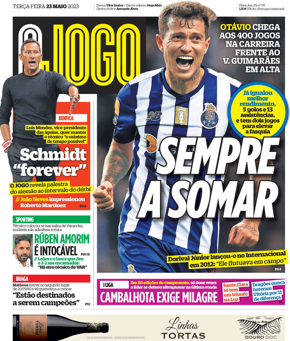 O Jogo: Capa da Edi&ccedil;&atilde;o de ter&ccedil;a-feira, 23 de maio 2023