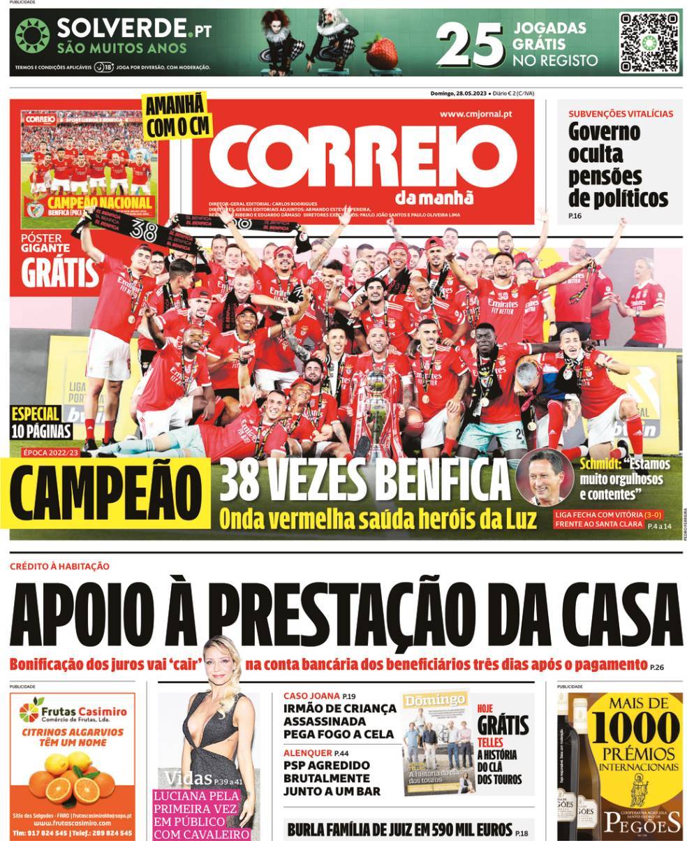 Correio da Manh&atilde;: Capa da Edi&ccedil;&atilde;o de domingo, 28 de maio 2023