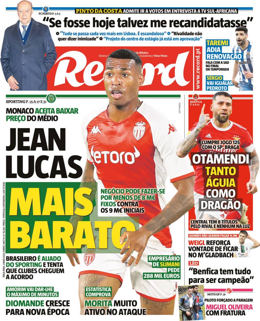 Record: Capa da Edi&ccedil;&atilde;o de ter&ccedil;a-feira, 02 de maio 2023