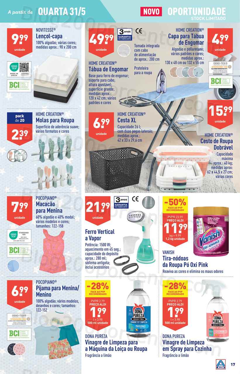 Folheto ALDI Bazar Promo&ccedil;&otilde;es a partir de 31 maio