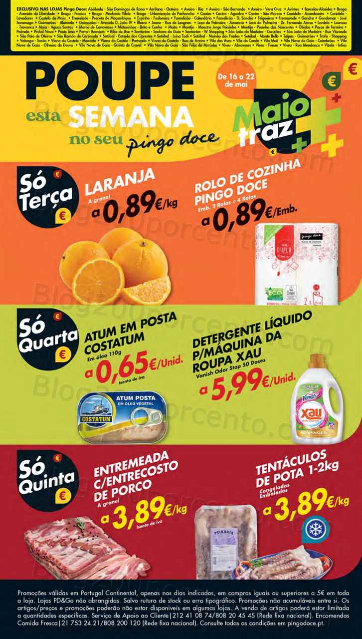 Folheto Pingo Doce Lojas Norte Promo&ccedil;&otilde;es de 16 a 22 maio