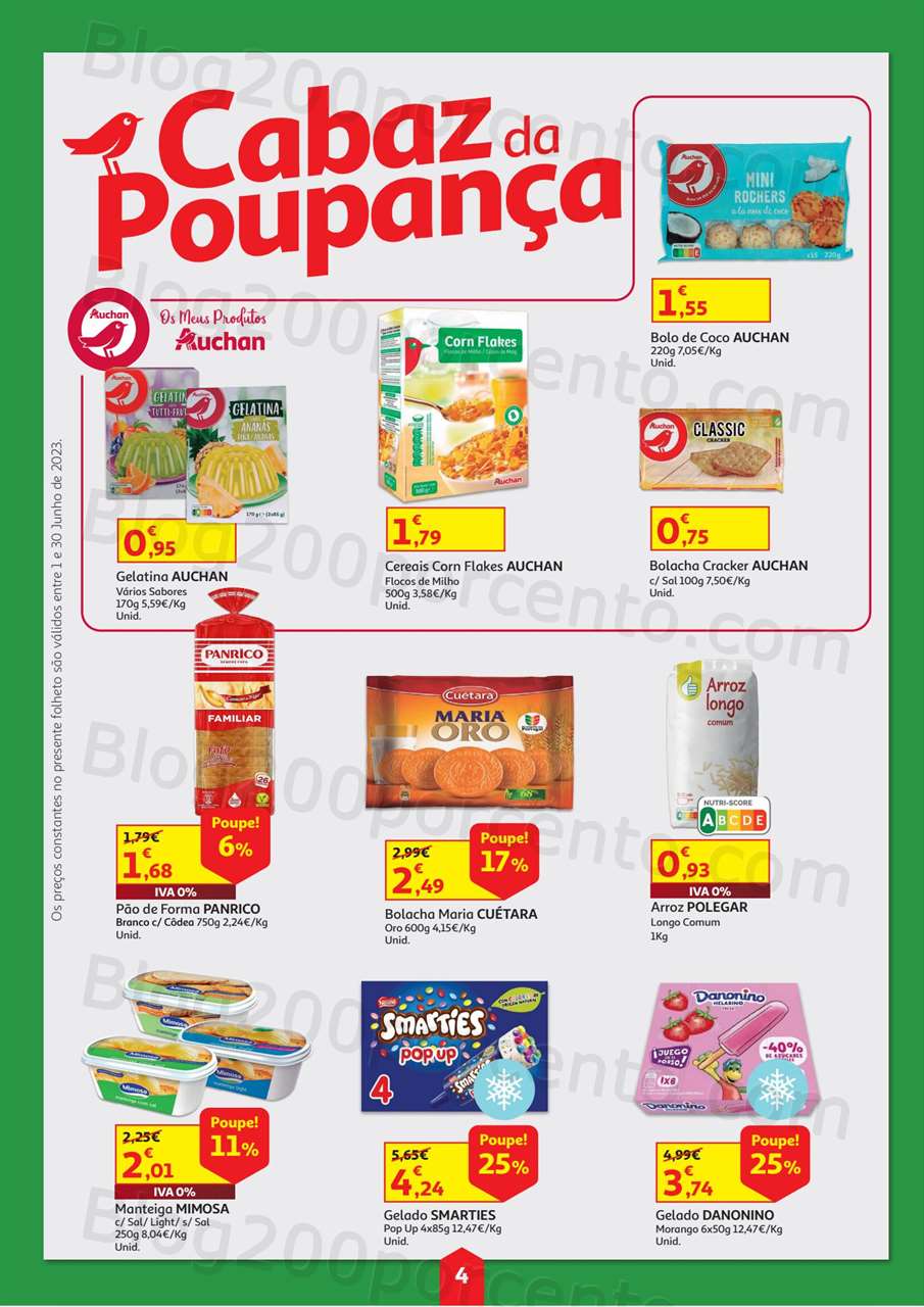 Antevis&atilde;o Folheto AUCHAN Cabaz da Poupan&ccedil;a Promo&ccedil;&otilde;es de 1 a 30 junho