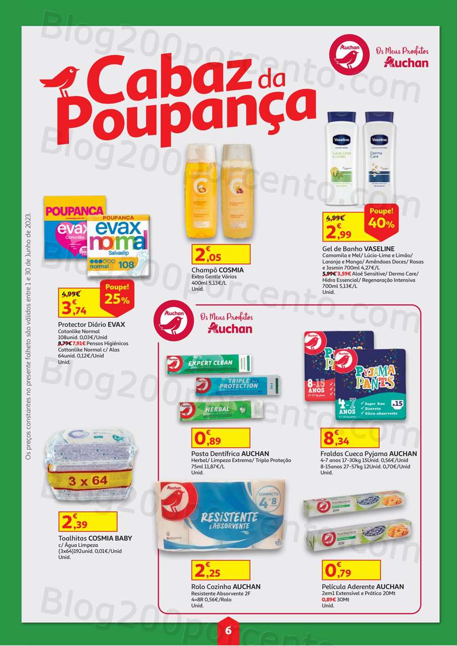 Antevis&atilde;o Folheto AUCHAN Cabaz da Poupan&ccedil;a Promo&ccedil;&otilde;es de 1 a 30 junho