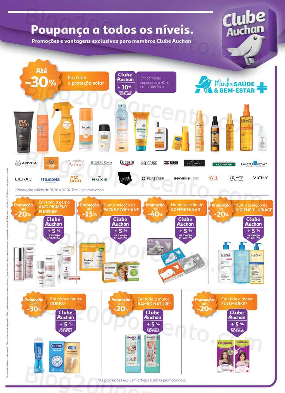 Folheto AUCHAN Sa&uacute;de e Bem-Estar Promo&ccedil;&otilde;es de 31 maio a 1 julho