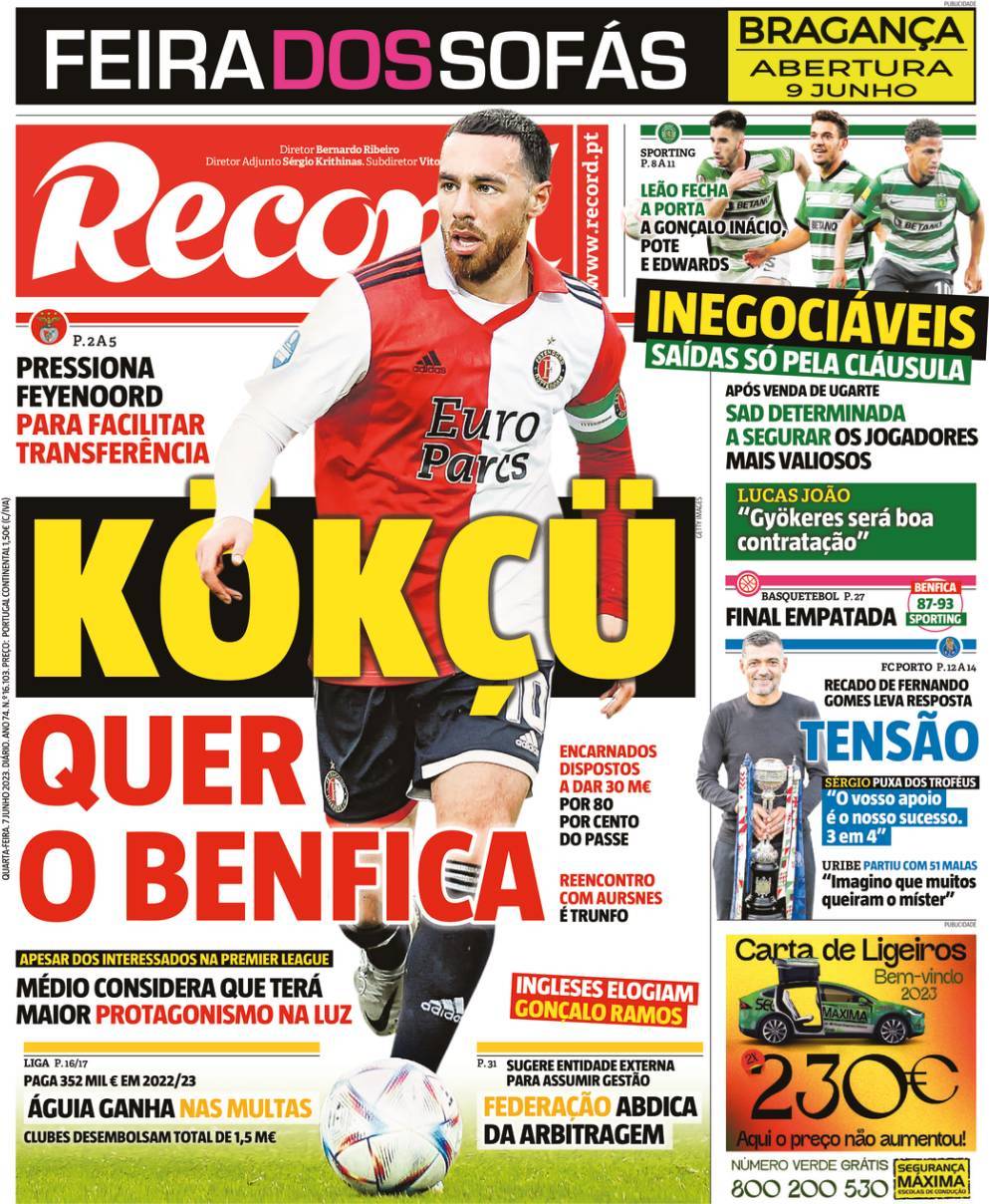 Record: Capa da Edi&ccedil;&atilde;o de quarta-feira, 07 de junho 2023