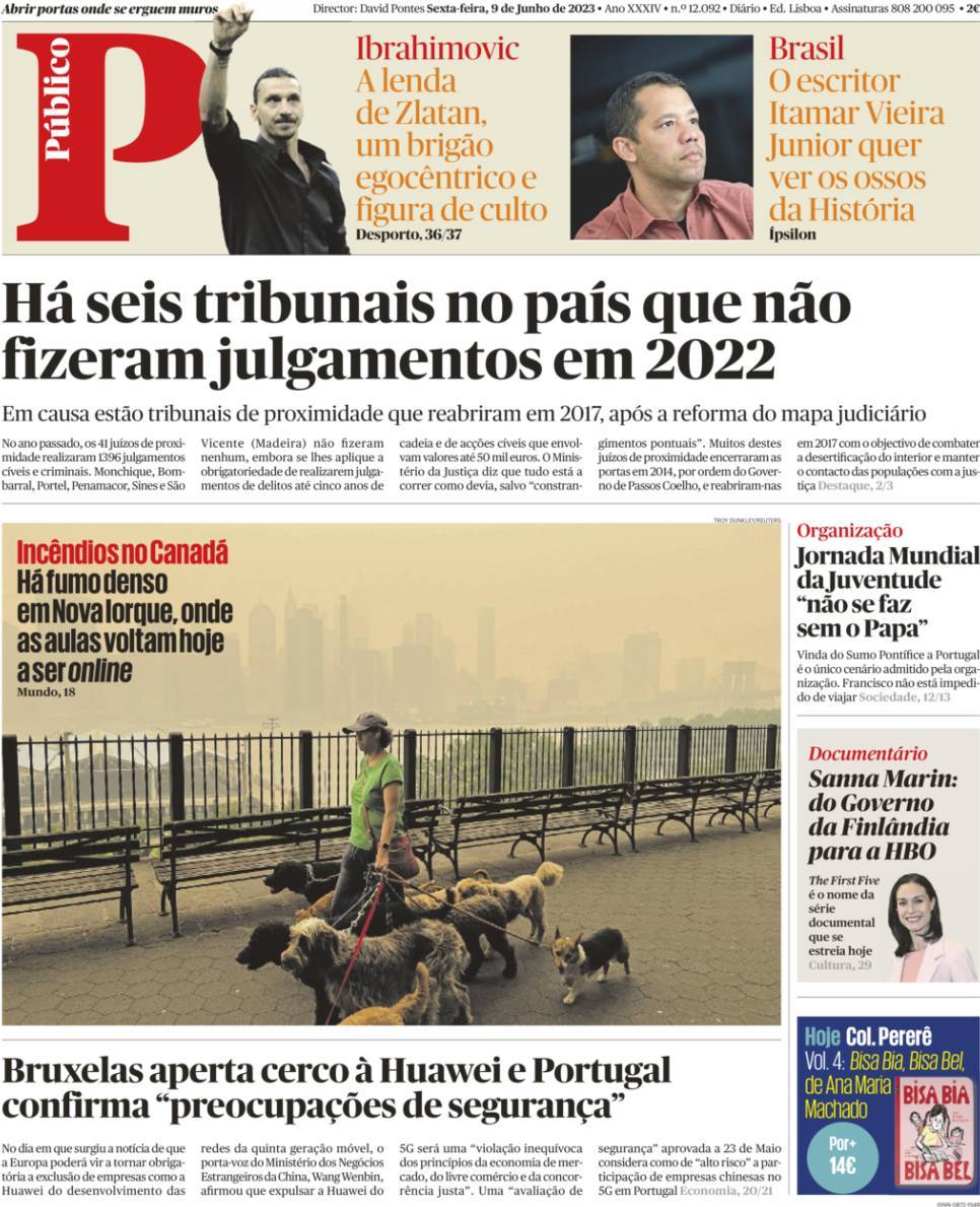 P&uacute;blico: Capa da Edi&ccedil;&atilde;o de sexta-feira, 09 de junho 2023