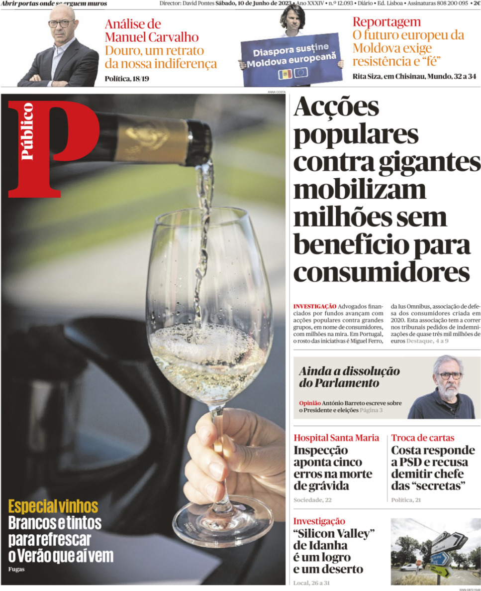 P&uacute;blico: Capa da Edi&ccedil;&atilde;o de s&aacute;bado, 10 de junho 2023