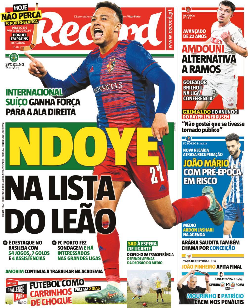 Record: Capa da Edi&ccedil;&atilde;o de quinta-feira, 01 de junho 2023