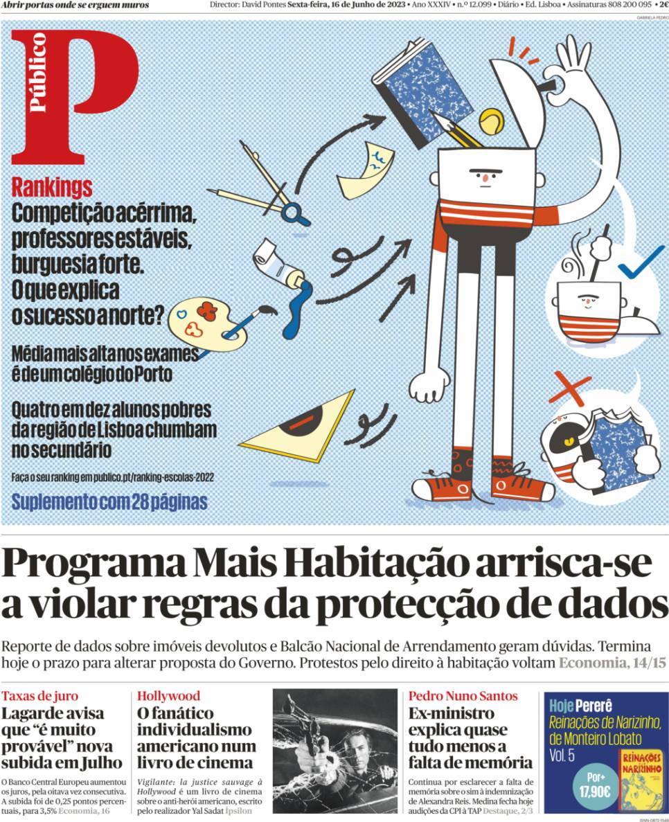 P&uacute;blico: Capa da Edi&ccedil;&atilde;o de sexta-feira, 16 de junho 2023