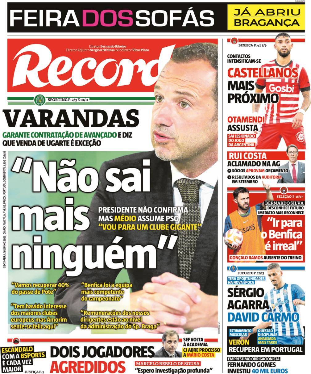 Record: Capa da Edi&ccedil;&atilde;o de sexta-feira, 16 de junho 2023