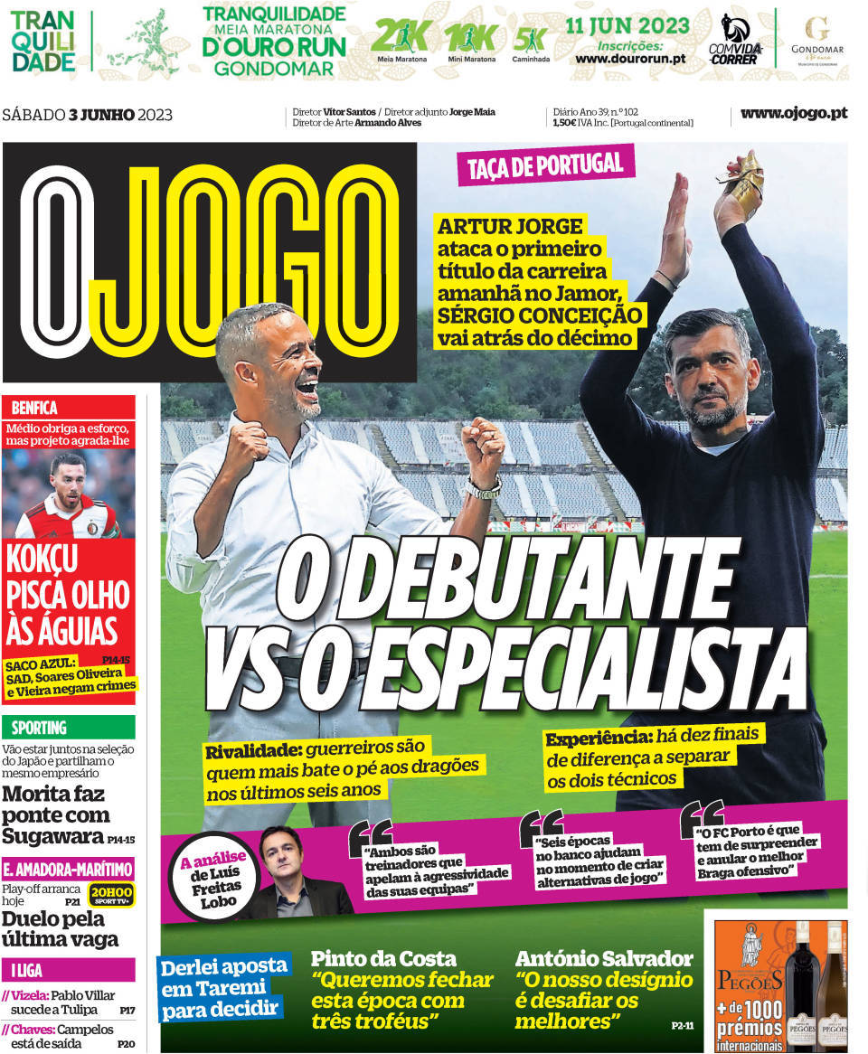 O Jogo: Capa da Edi&ccedil;&atilde;o de s&aacute;bado, 03 de junho 2023