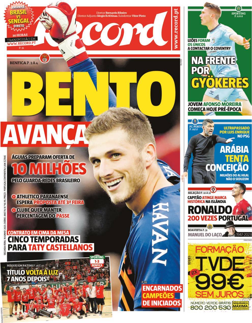 Record: Capa da Edi&ccedil;&atilde;o de segunda-feira, 19 de junho 2023