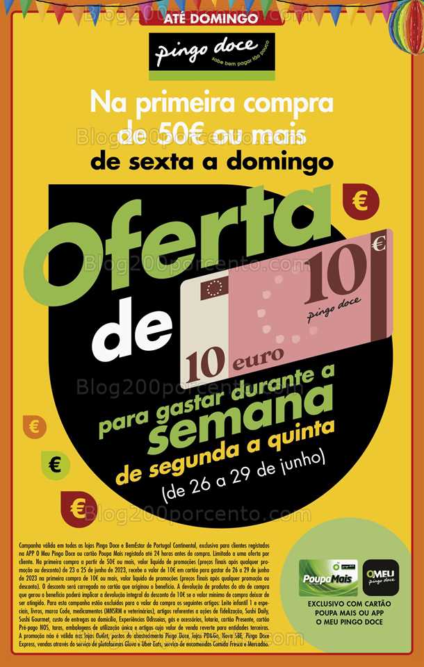 Alerta Oferta 10&euro; PINGO DOCE Promo&ccedil;&otilde;es Fim de Semana – 23 a 25 junho