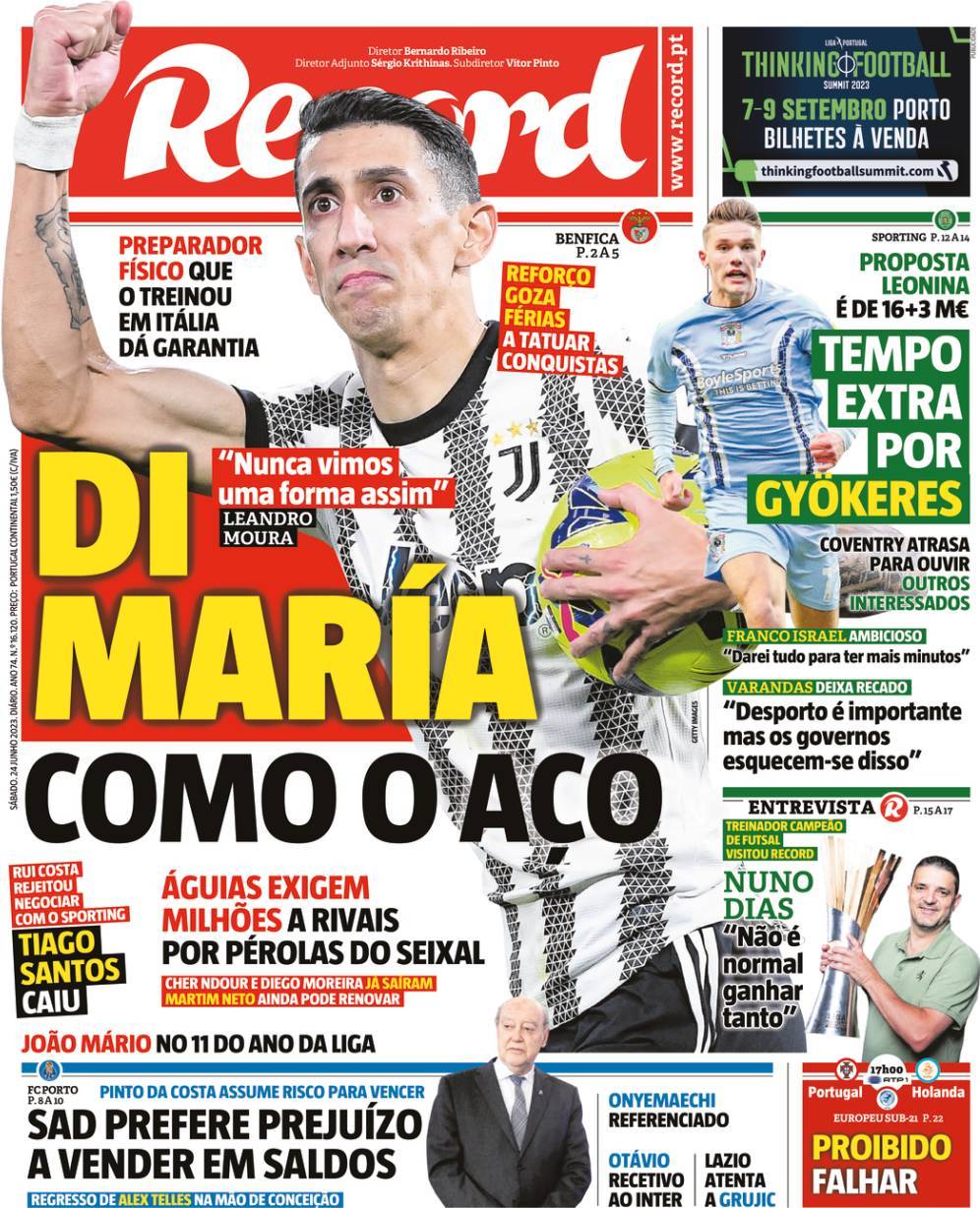 Record: Capa da Edi&ccedil;&atilde;o de s&aacute;bado, 24 de junho 2023