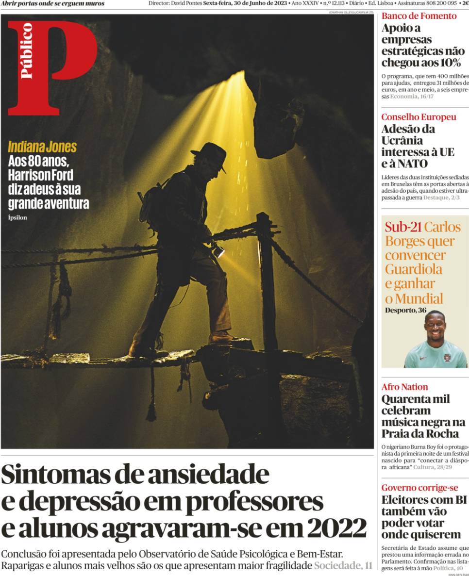 P&uacute;blico: Capa da Edi&ccedil;&atilde;o de sexta-feira, 30 de junho 2023