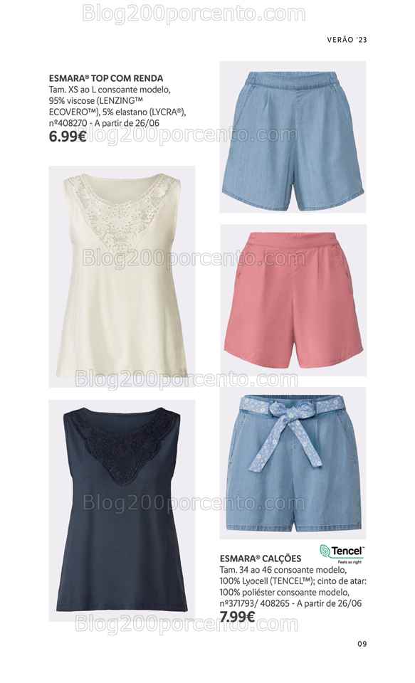 Folheto LIDL Moda Ver&atilde;o Promo&ccedil;&otilde;es a partir de 26 junho