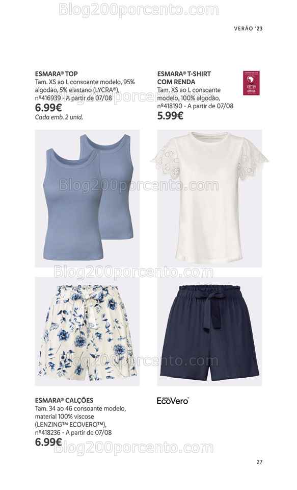 Folheto LIDL Moda Ver&atilde;o Promo&ccedil;&otilde;es a partir de 26 junho