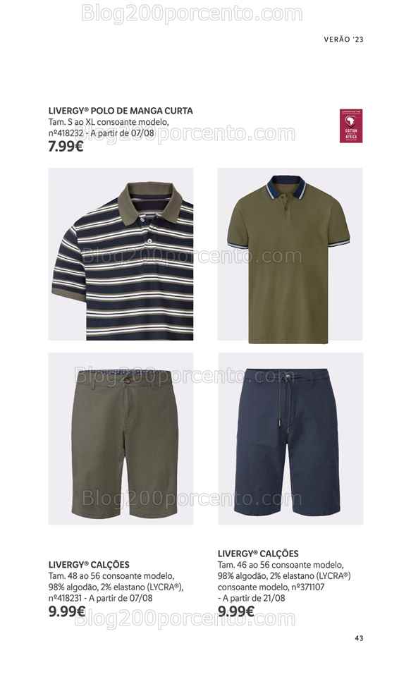 Folheto LIDL Moda Ver&atilde;o Promo&ccedil;&otilde;es a partir de 26 junho