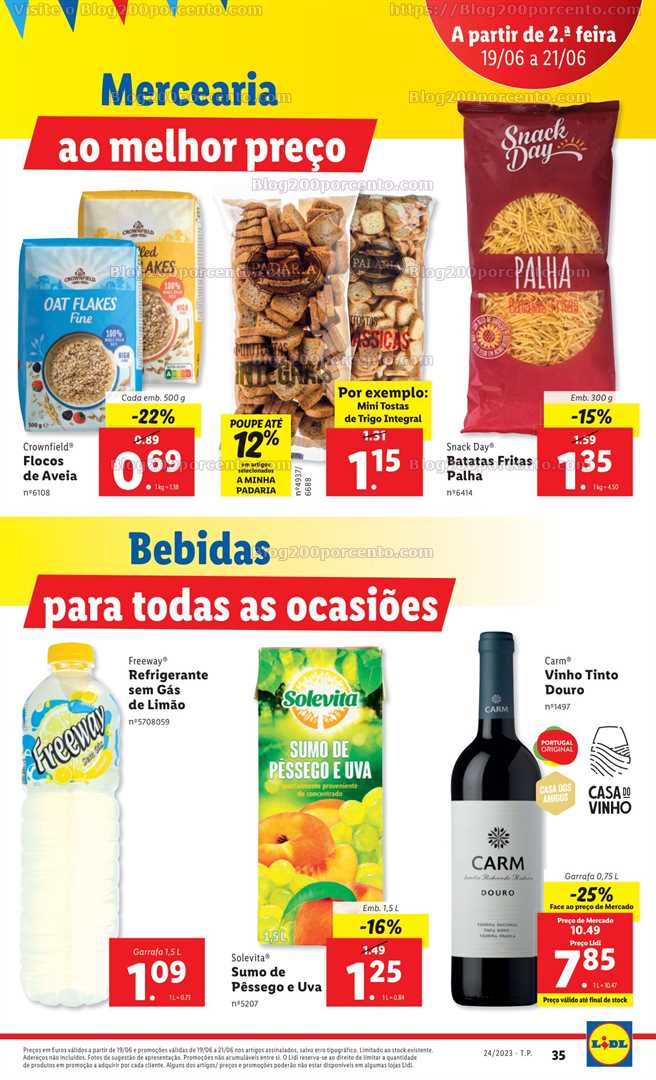 Folheto LIDL Supermercado Promo&ccedil;&otilde;es de 19 a 21 junho
