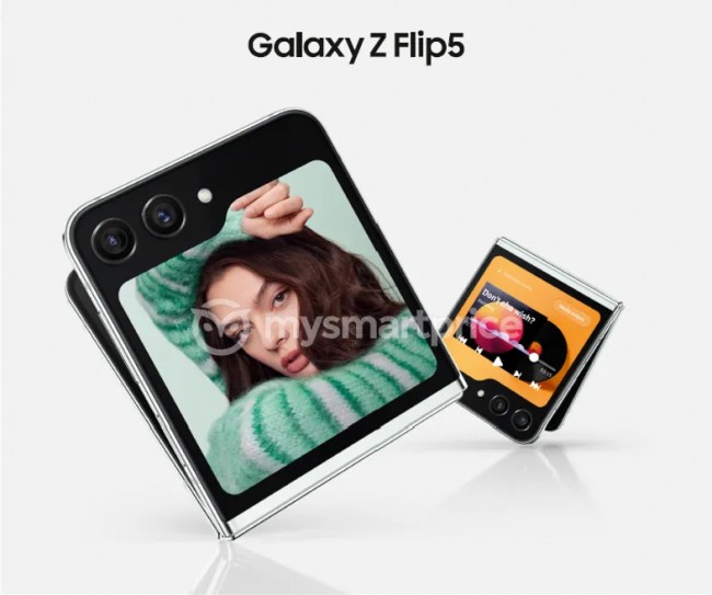 Galaxy Z Flip5: Imagem promocional revela ecr&atilde; externo maior e apps Google otimizadas