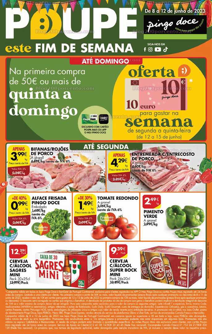 Folheto Pingo Doce Promo&ccedil;&otilde;es Fim de Semana – 8 a 12 junho