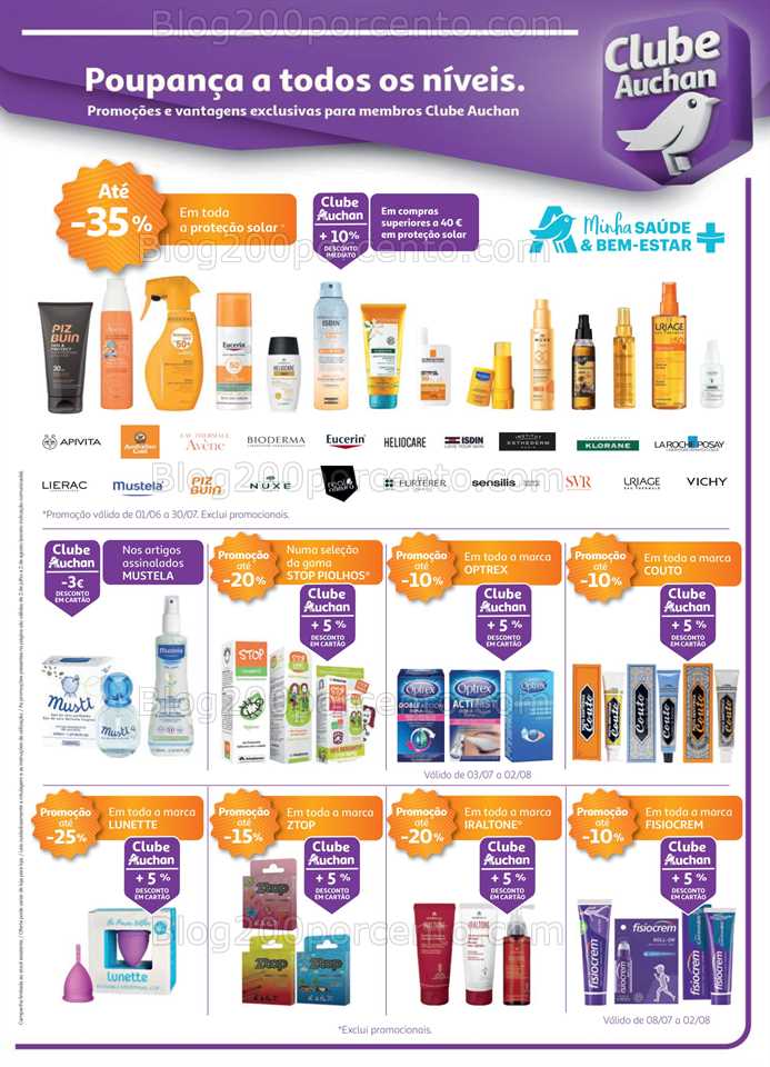 Folheto AUCHAN Sa&uacute;de e Bem-Estar Promo&ccedil;&otilde;es de 2 julho a 2 agosto