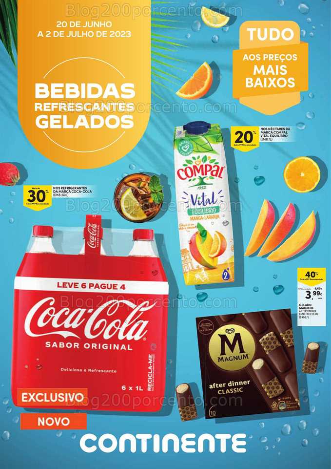 Folheto CONTINENTE Bebidas e Gelados Promo&ccedil;&otilde;es de 20 junho a 2 julho