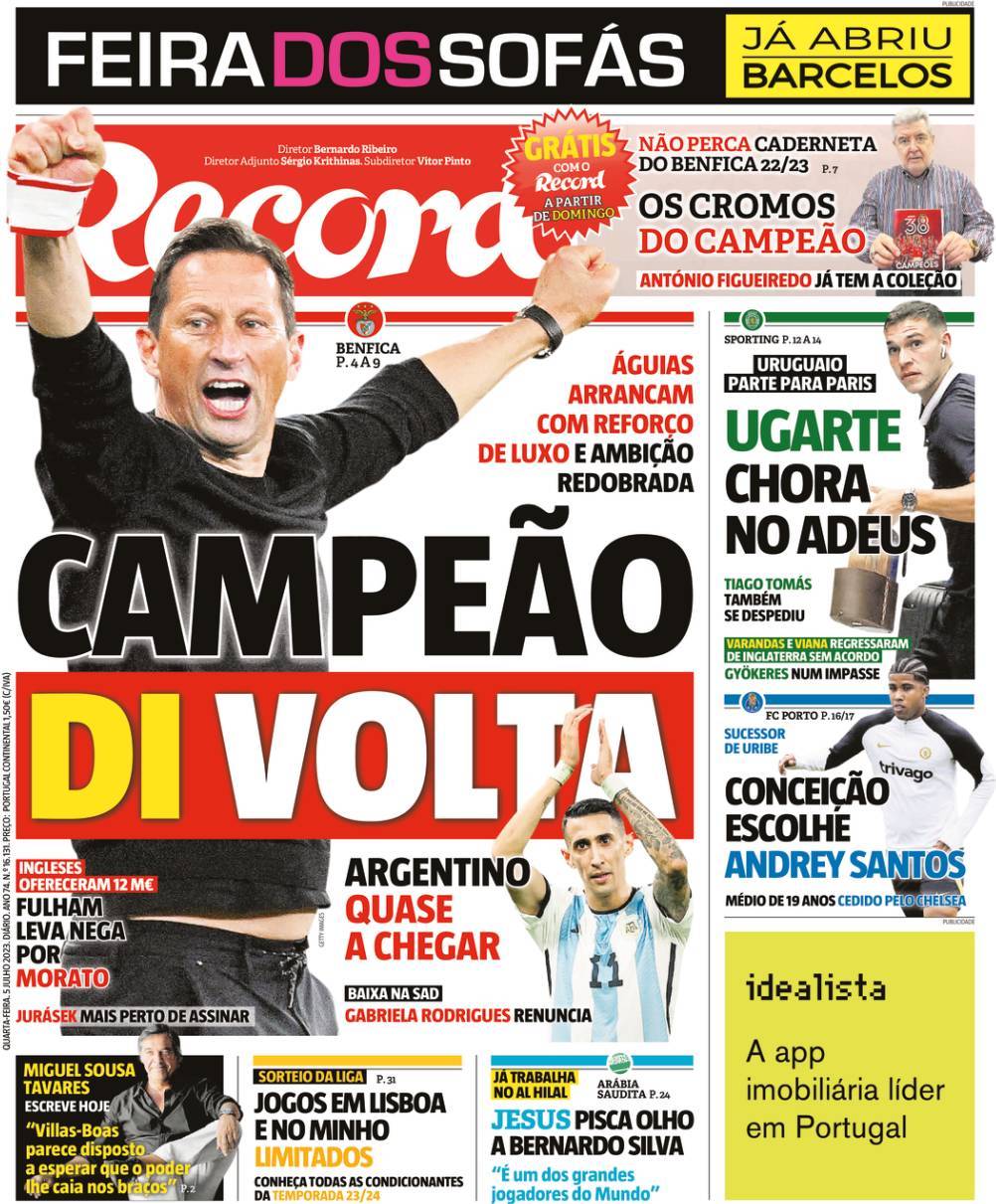 Record: Capa da Edi&ccedil;&atilde;o de quarta-feira, 05 de julho 2023