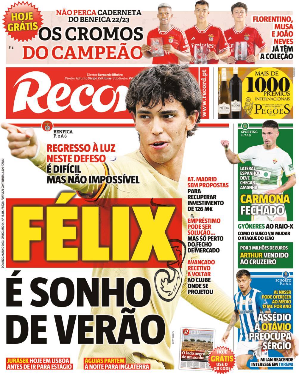 Record: Capa da Edi&ccedil;&atilde;o de domingo, 09 de julho 2023